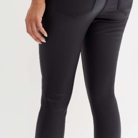 Black Coated Leather-Look Lift & Shape Jenna Skinny Jeans - Picture 3 of 4